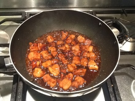 1. caramelising the pork