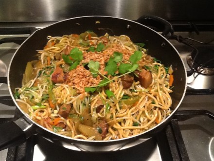 1. Sizzling Caramelised pork and noodles